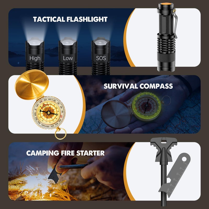 BesTuckle Gifts for Men Him Dad, Survival Kit and Equipment 25 Pcs, Valentines Gifts for him, Christmas Stocking Stuffers,Camping Essentials, Survival Gear, Cool Gadgets for Men - Image 4